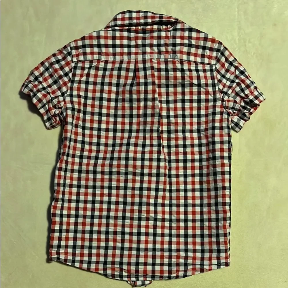 Janie and Jack Red and White Gingham Button Down Shirt